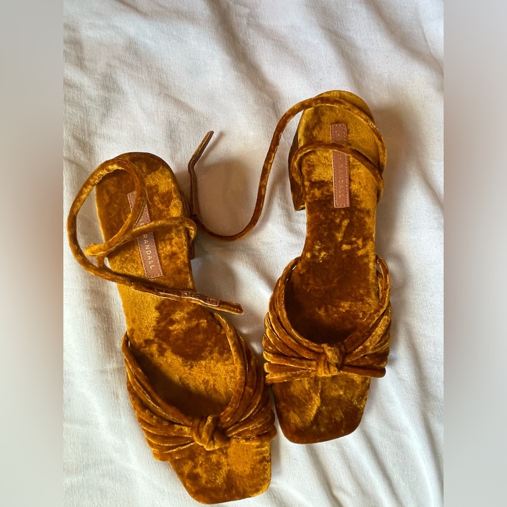 Loeffler Randall Velvet Knot Sandals in Amber